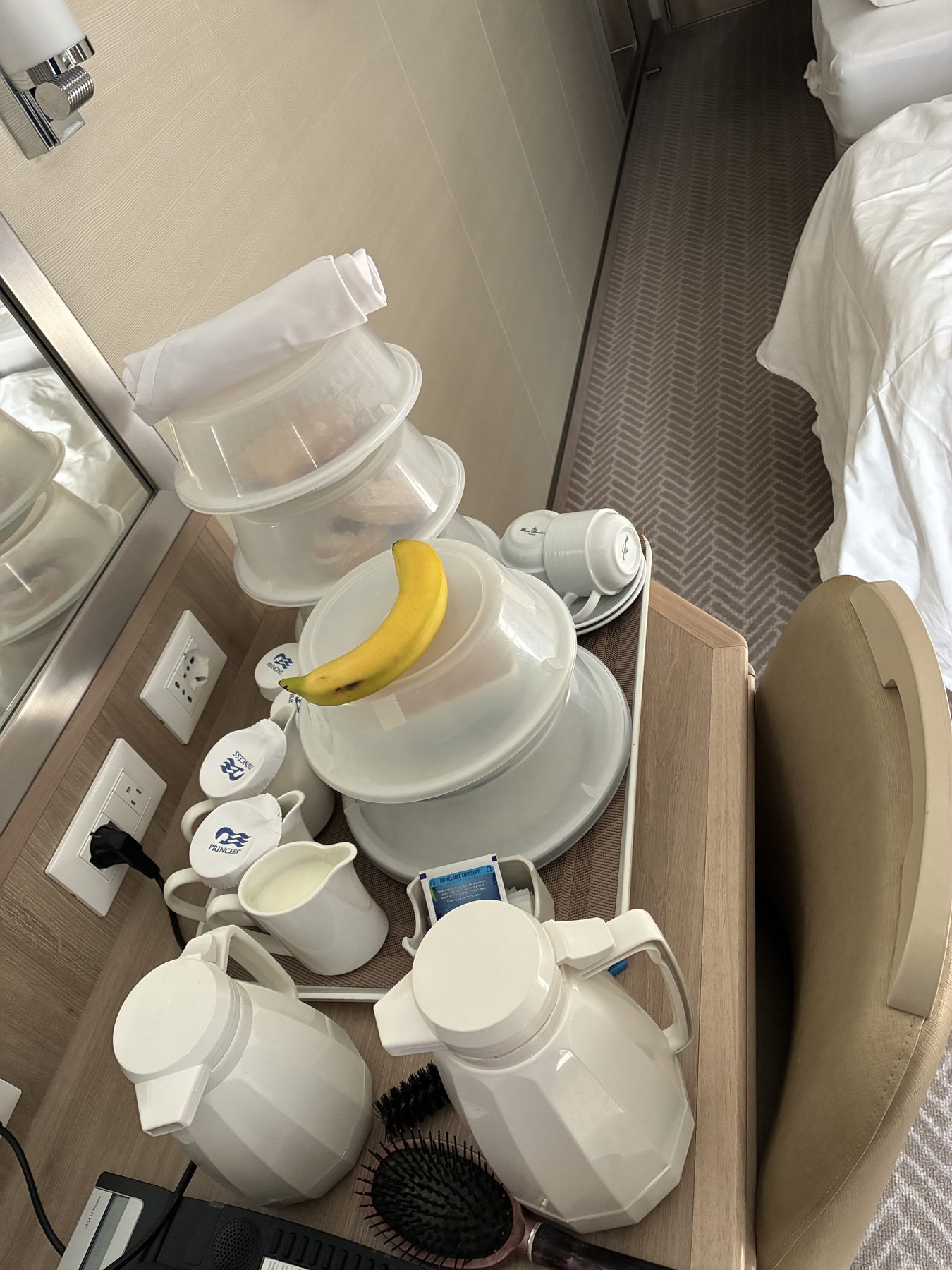 A vast room-service breakfast tray