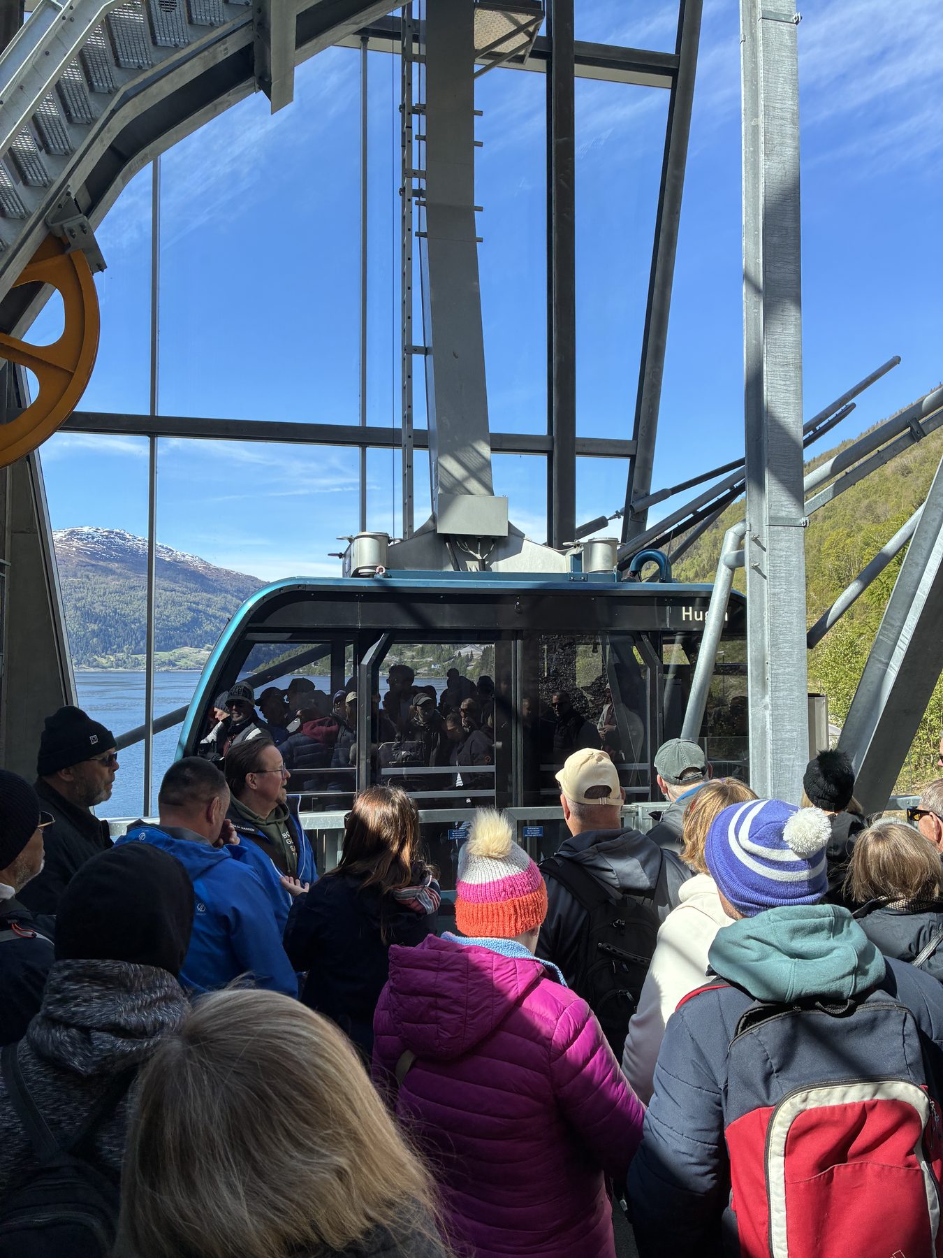 Boarding the Loen Skylift cable car