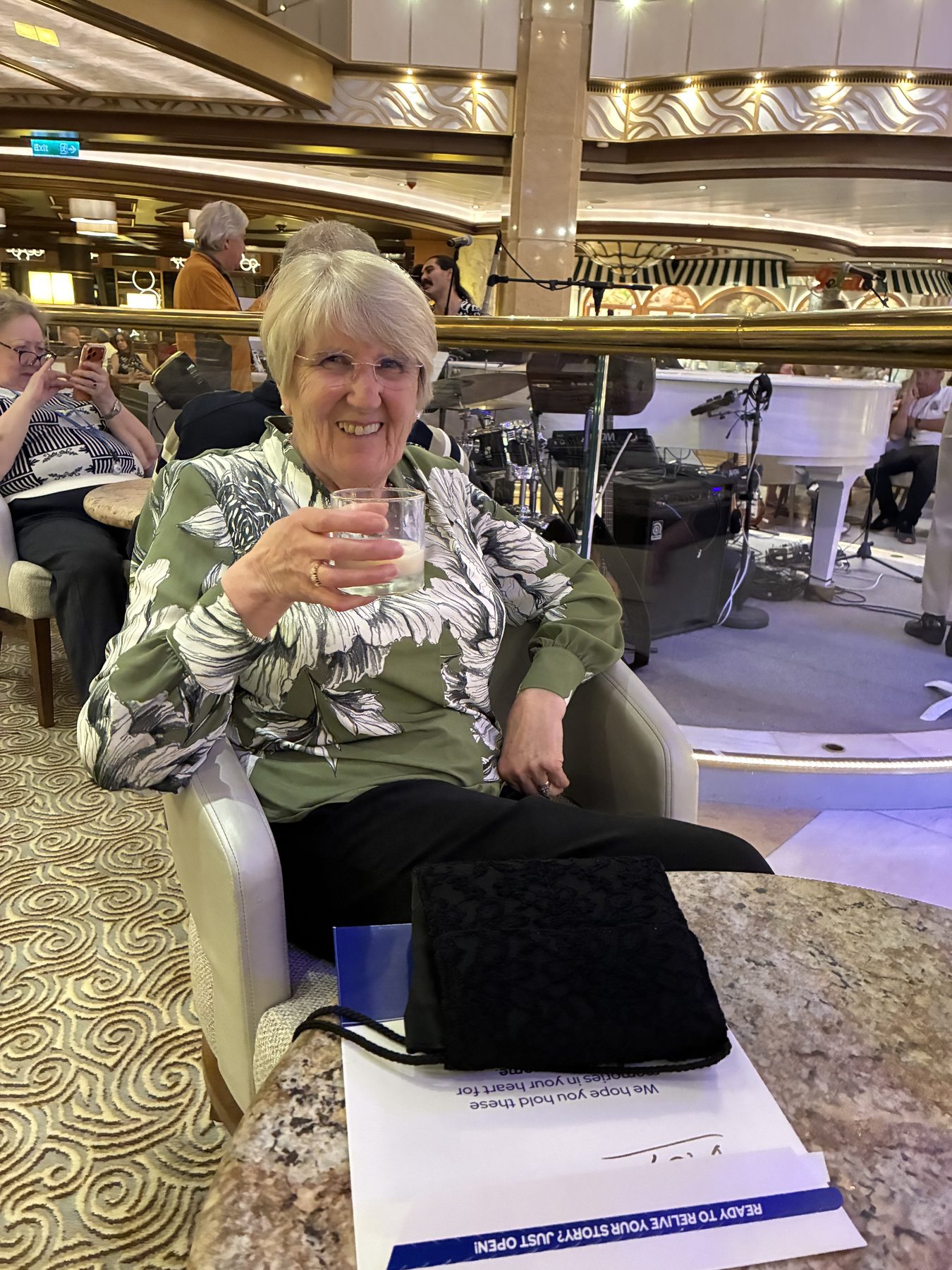 Frances with a Baileys in the Piazza on the final evening